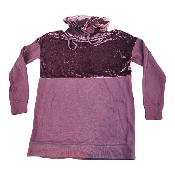 Flirtitude active sz M-L hoodie crushed velvet long sleeve burgundy - Picture 1 of 7